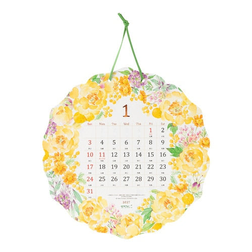 Country Time Wreath Die-Cut Wall Calendar 2027 / MIDORI