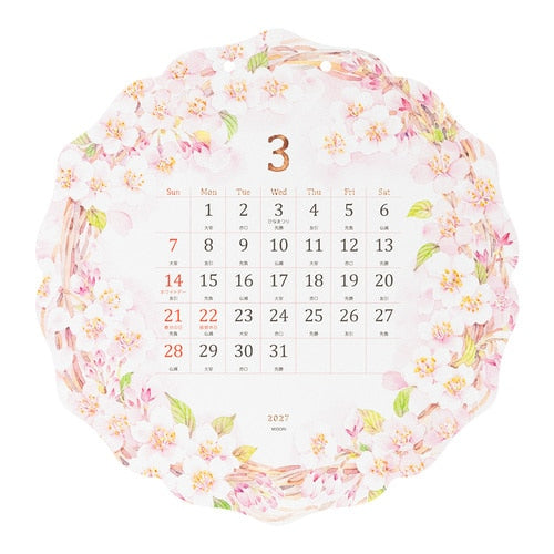 Country Time Wreath Die-Cut Wall Calendar 2027 / MIDORI