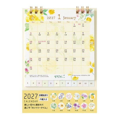 Country Time Floral Ring Desk Calendar 2027 / MIDORI