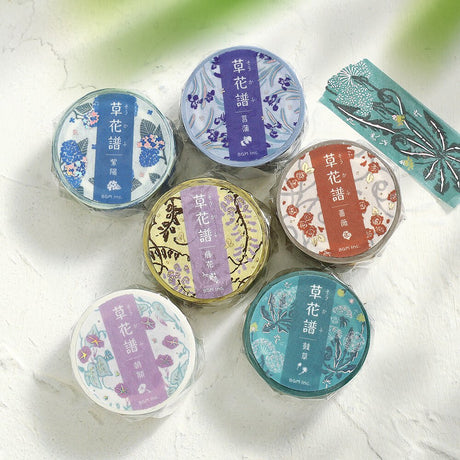 Foil - Stamped Masking Tape “Botanical Notes” Collection / BGM - bungu