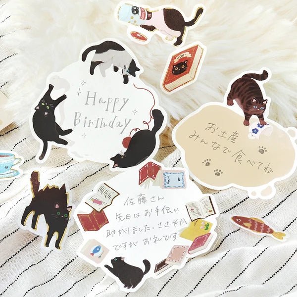 Foil Stamping "Cat Diary" Memo Flake Stickers / Background Music - bungu