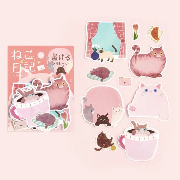 Foil Stamping "Cat Diary" Memo Flake Stickers / Background Music - bungu