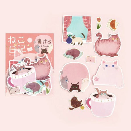 Foil Stamping "Cat Diary" Memo Flake Stickers / Background Music - bungu