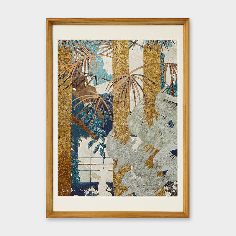 [Limited] Art Touch Kazuko Furuta A3 Art Poster with Teak Frame / TOUCH & FLOW