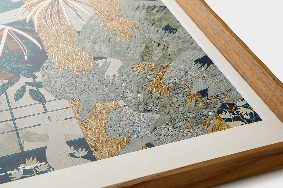 [Limited] Art Touch Kazuko Furuta A3 Art Poster with Teak Frame / TOUCH & FLOW