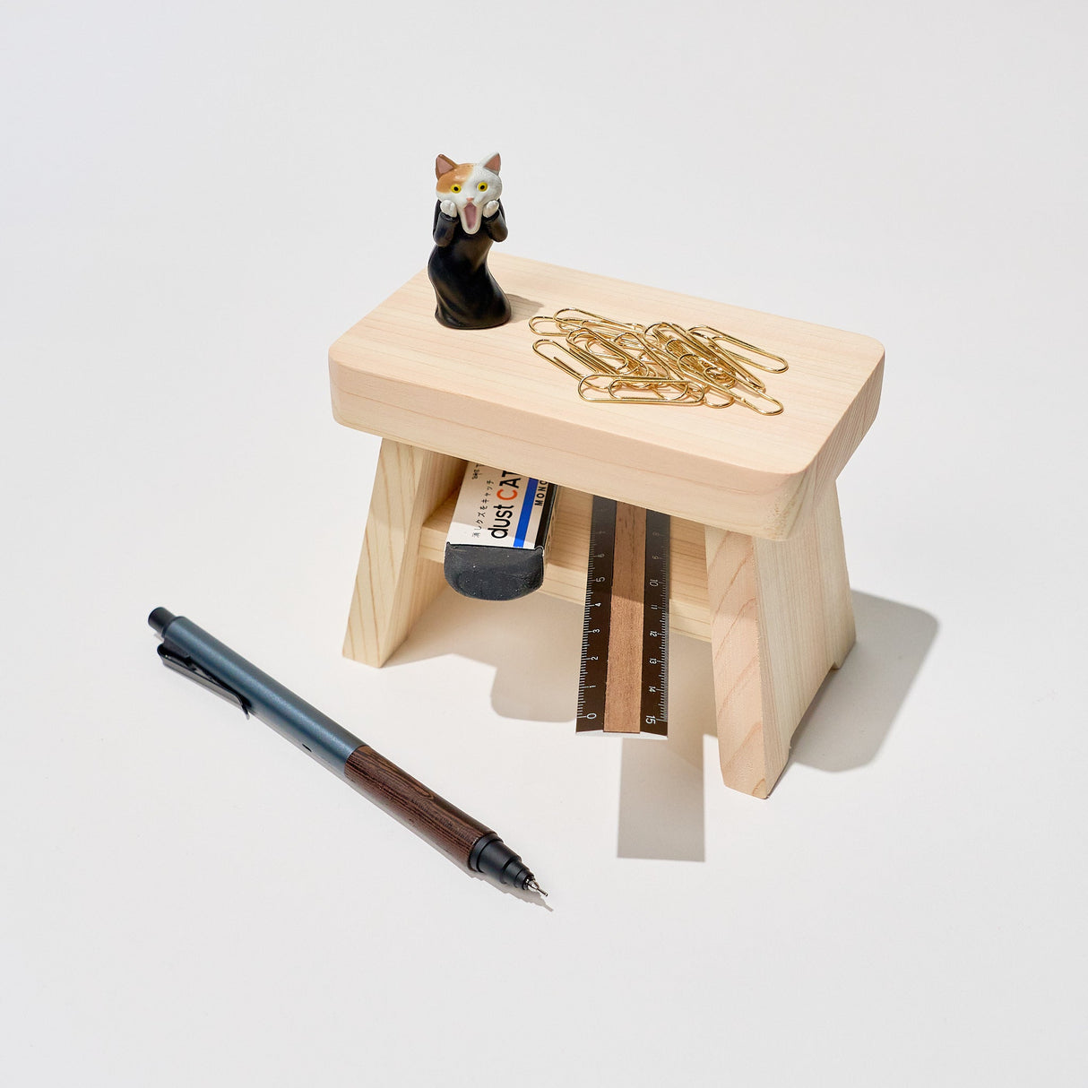 Hinoki Wood Mini Bath Chair Organizer / Cypress Japan - bungu