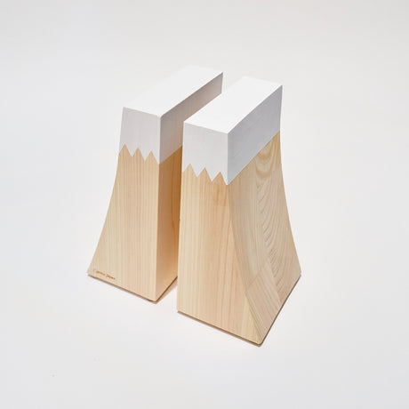 Hinoki Wood Mt. Fuji Bookend / Cypress Japan - bungu