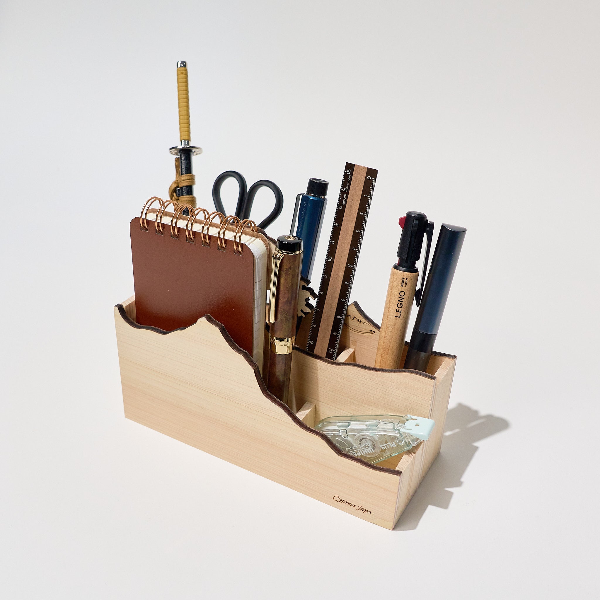 Hinoki Wood Multi-Stand Desktop Organizer / Cypress Japan – bungu