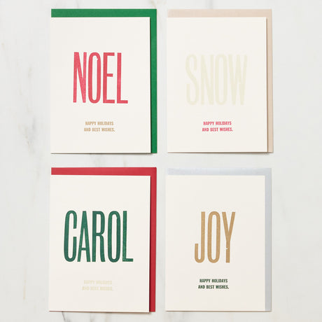 Holiday Words Christmas Card / Letterpress Letters - bungu