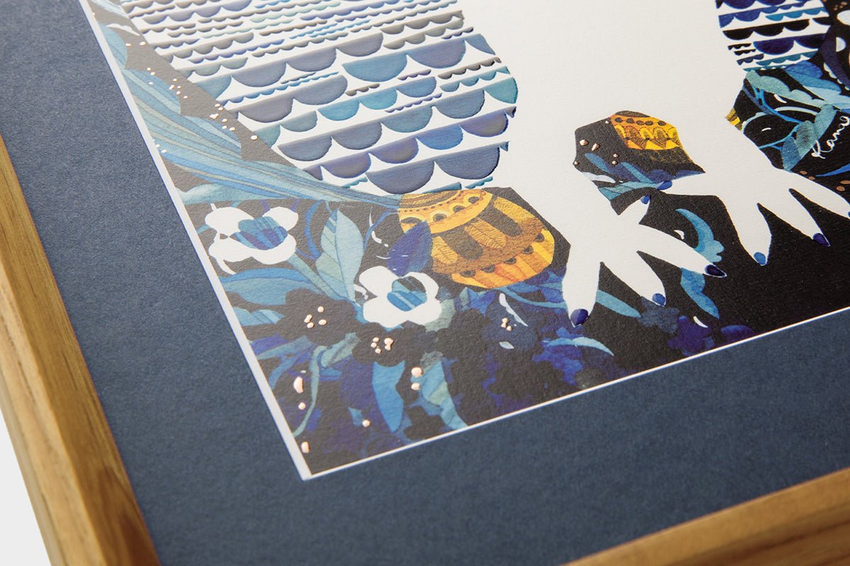 [Limited] Art Touch Kanae Kouno A4 Art Poster with Teak Frame / TOUCH & FLOW - bungu