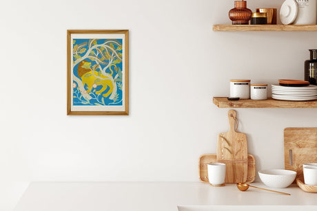 [Limited] Art Touch Kazuko Furuta A4 Art Poster with Teak Frame / TOUCH & FLOW - bungu