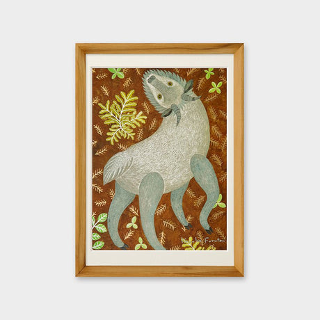 [Limited] Art Touch Kazuko Furuta A4 Art Poster with Teak Frame / TOUCH & FLOW - bungu