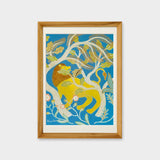 [Limited] Art Touch Kazuko Furuta A4 Art Poster with Teak Frame / TOUCH & FLOW - bungu