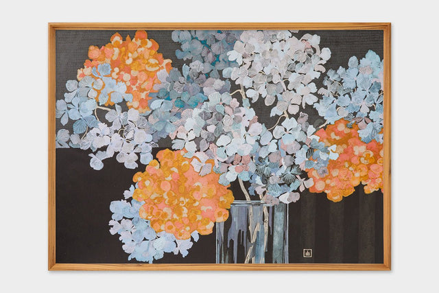 [Limited] Art Touch Yuko Kurihara Art Poster with Teak Frame / TOUCH & FLOW - bungu