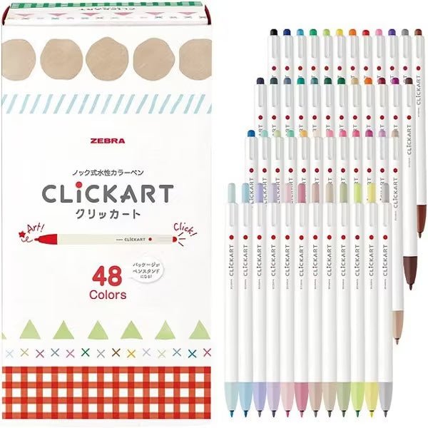 [Limited] Clickart Water - Based Markers Full 48 Color Set / Zebra - bungu