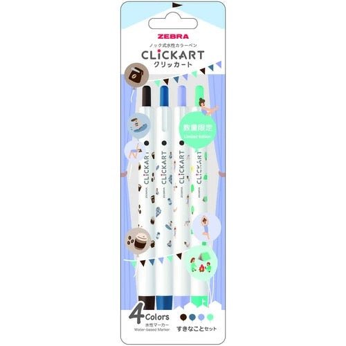[Limited] Clickart Water - Based Markers Yurukawa Festival Series 4 Color Set / Zebra - bungu