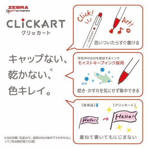 [Limited] Clickart Water - Based Markers Yurukawa Festival Series 4 Color Set / Zebra - bungu