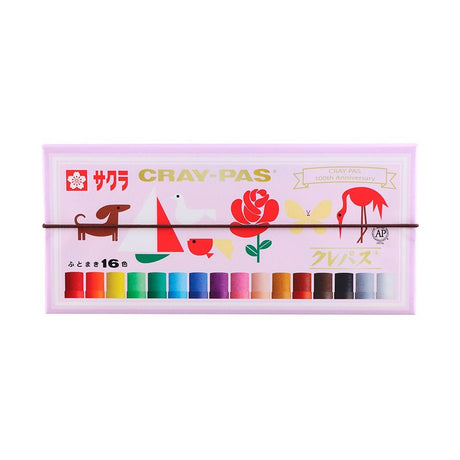 [Limited] Cray - Pas Wide 16 Colors Anniversary Oil Pastel Set / SAKURA - bungu