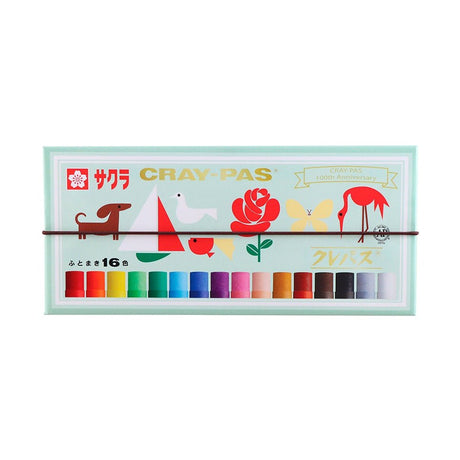 [Limited] Cray - Pas Wide 16 Colors Anniversary Oil Pastel Set / SAKURA - bungu