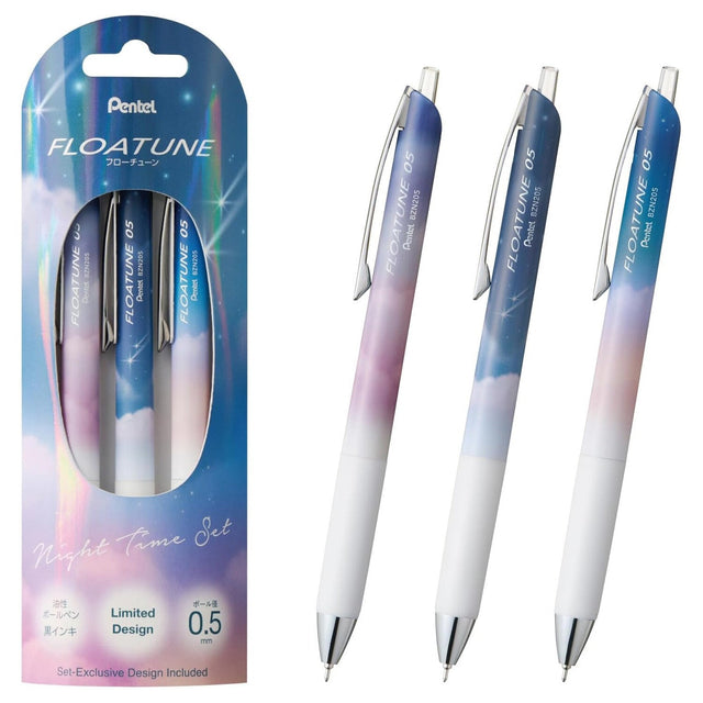 [Limited] Floatune Ballpoint Pen Skyly Night Time 3-Pen Set / Pentel - bungu
