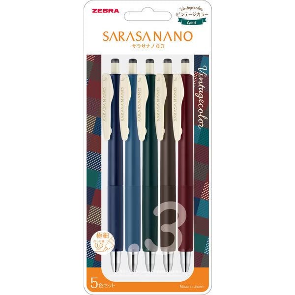 [Limited] Sarasa Nano Gel Ink Ballpoint Pen Vintage 5 Color Set / Zebra - bungu