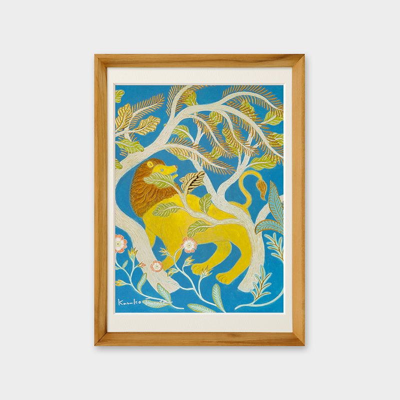 [Limited] Art Touch Kazuko Furuta A4 Art Poster with Teak Frame / TOUCH & FLOW