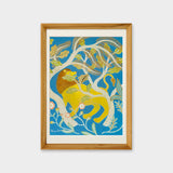 [Limited] Art Touch Kazuko Furuta A4 Art Poster with Teak Frame / TOUCH & FLOW