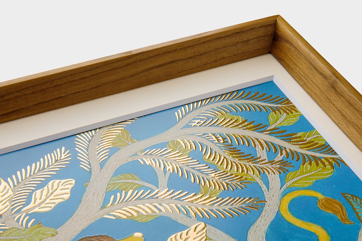 [Limited] Art Touch Kazuko Furuta A4 Art Poster with Teak Frame / TOUCH & FLOW