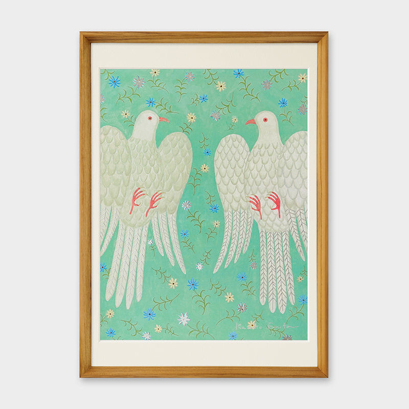 [Limited] Art Touch Kazuko Furuta A3 Art Poster with Teak Frame / TOUCH & FLOW