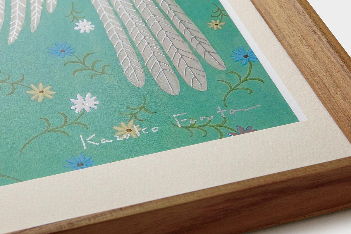 [Limited] Art Touch Kazuko Furuta A3 Art Poster with Teak Frame / TOUCH & FLOW