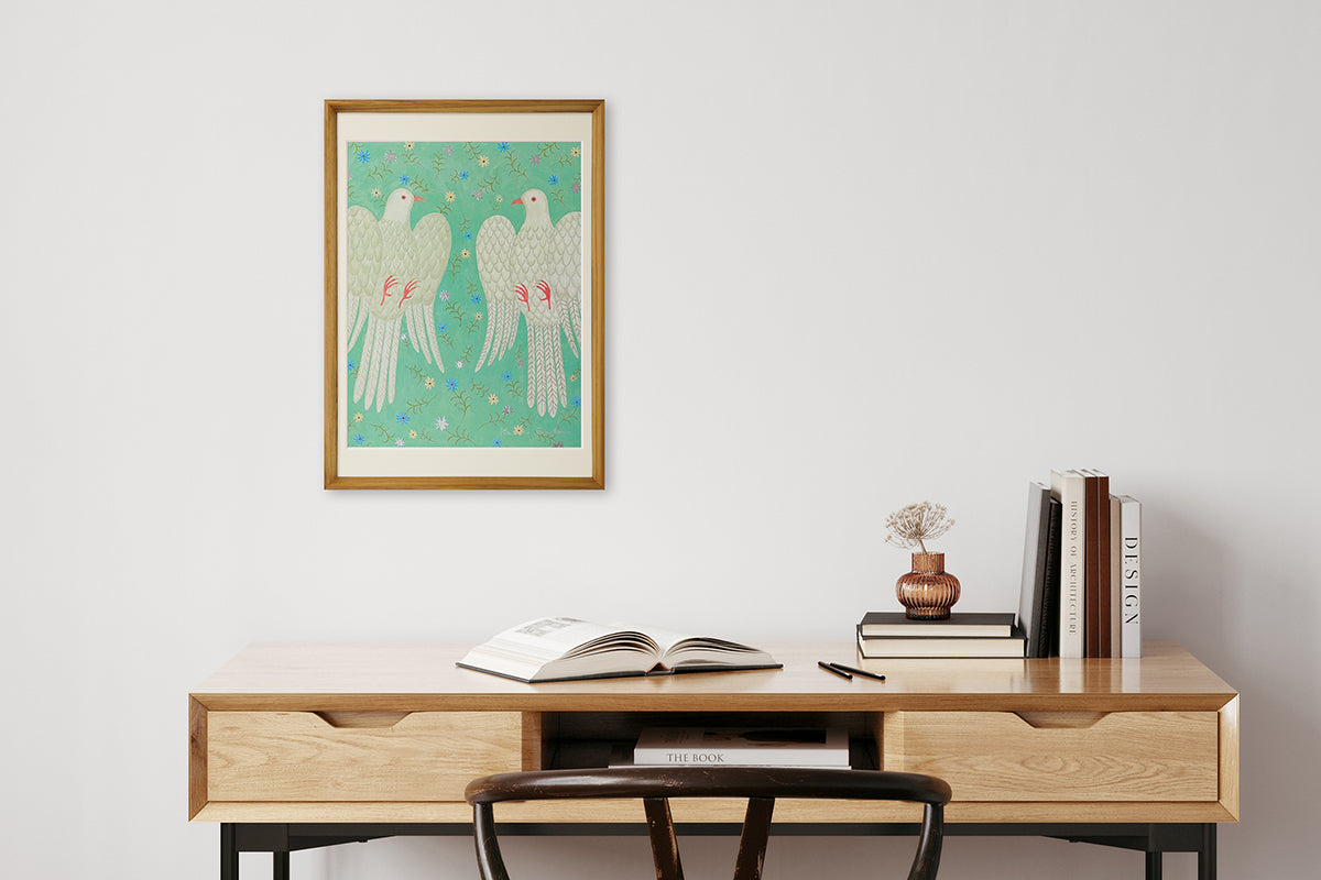 [Limited] Art Touch Kazuko Furuta A3 Art Poster with Teak Frame / TOUCH & FLOW