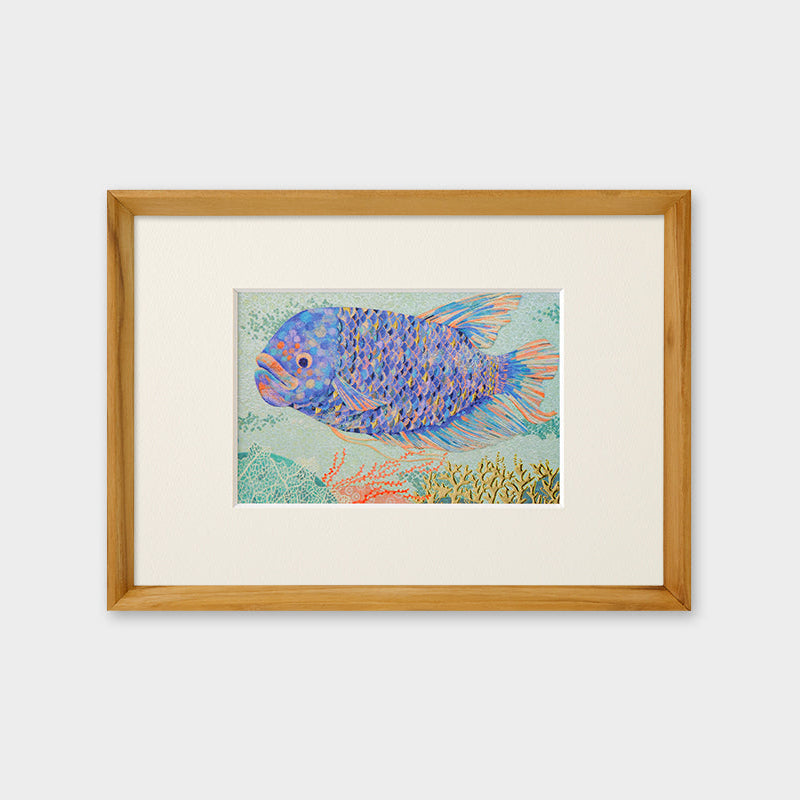 [Limited] Art Touch Yuko Kurihara A4 Art Poster with Teak Frame / TOUCH & FLOW