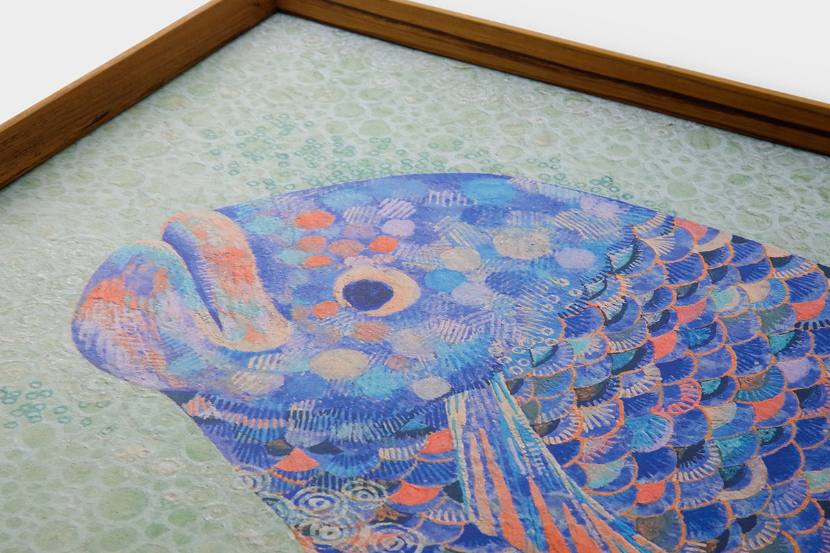 [Limited] Art Touch Yuko Kurihara Art Poster with Teak Frame / TOUCH & FLOW