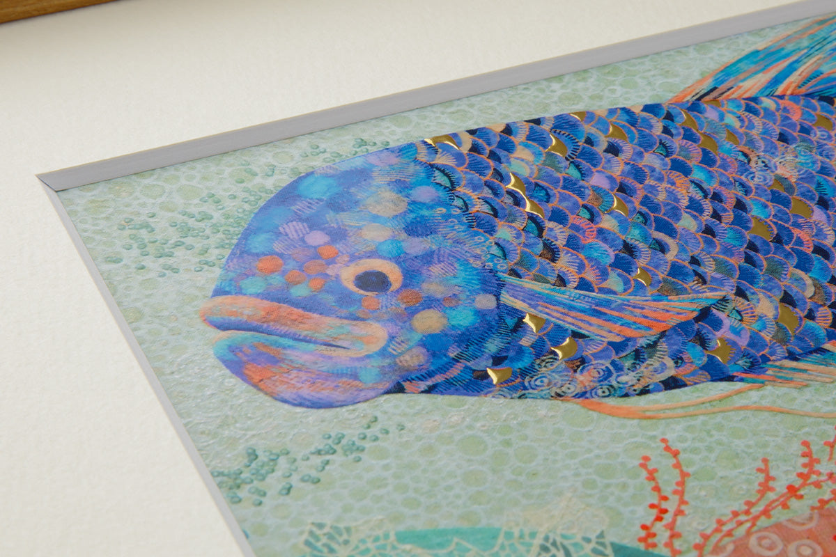 [Limited] Art Touch Yuko Kurihara A4 Art Poster with Teak Frame / TOUCH & FLOW