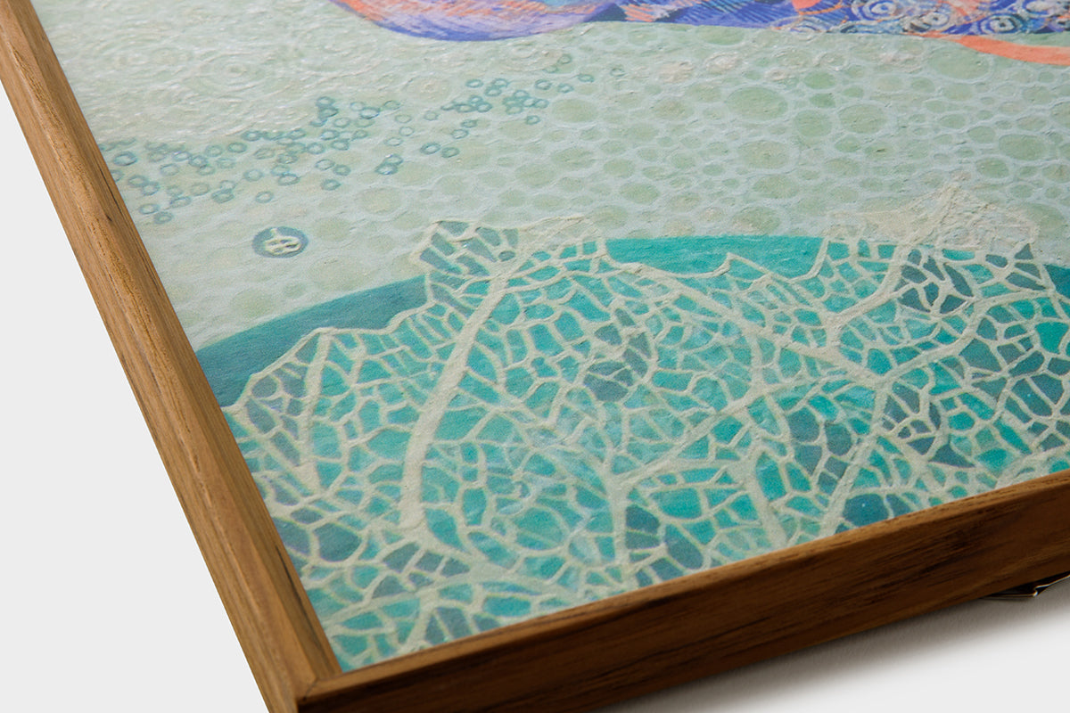 [Limited] Art Touch Yuko Kurihara Art Poster with Teak Frame / TOUCH & FLOW