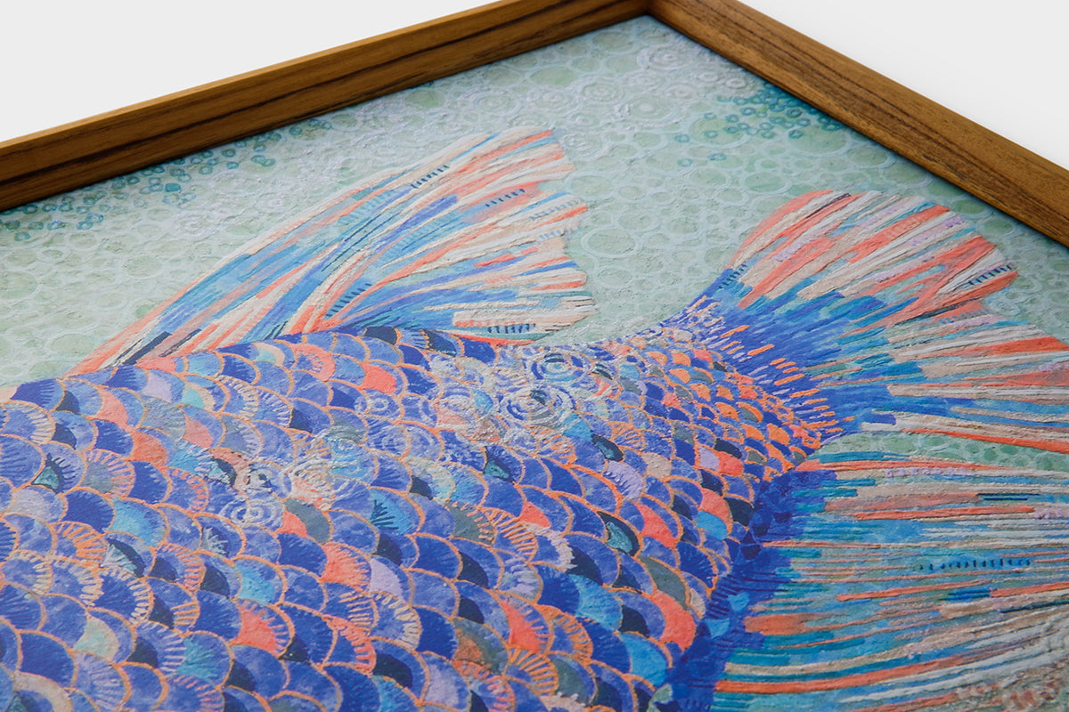 [Limited] Art Touch Yuko Kurihara Art Poster with Teak Frame / TOUCH & FLOW
