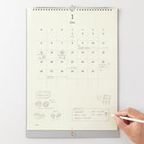 MD Wall Calendar with Pencil / Midori DESIGNPHIL - bungu