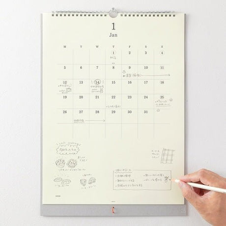 MD Wall Calendar with Pencil / Midori DESIGNPHIL - bungu