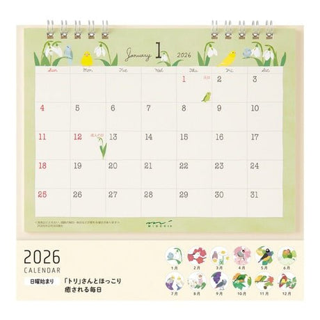 Medium Ring Desk Calendar 2026 / MIDORI - bungu
