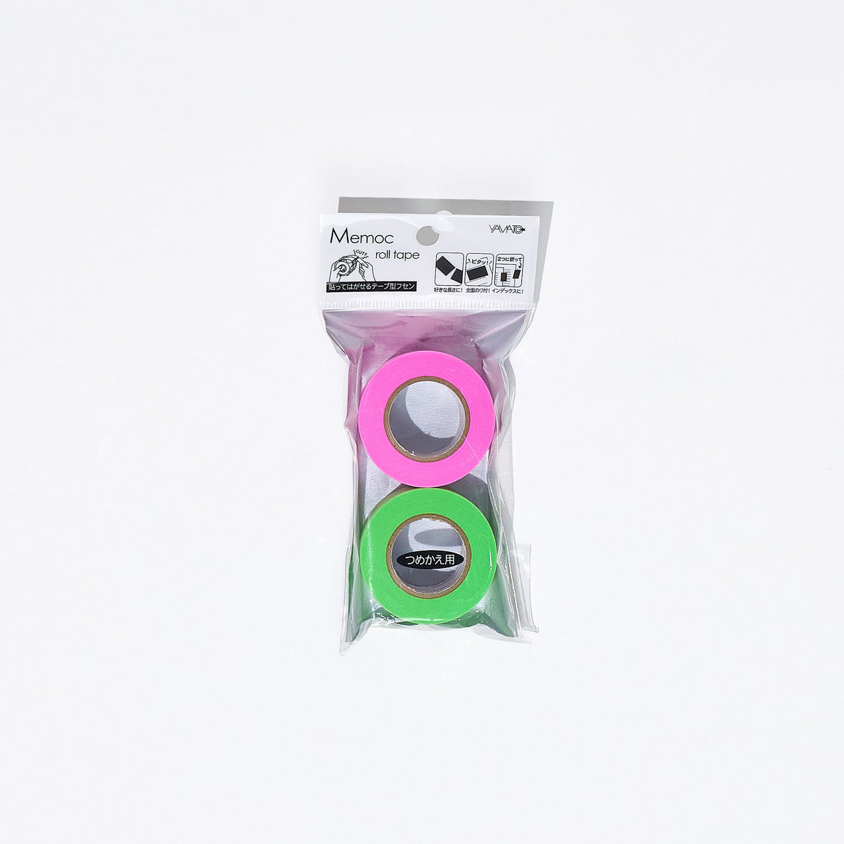 Memoc Roll Sticky Note Fluorescent Color 25mm 2 Rolls / Yamato - bungu