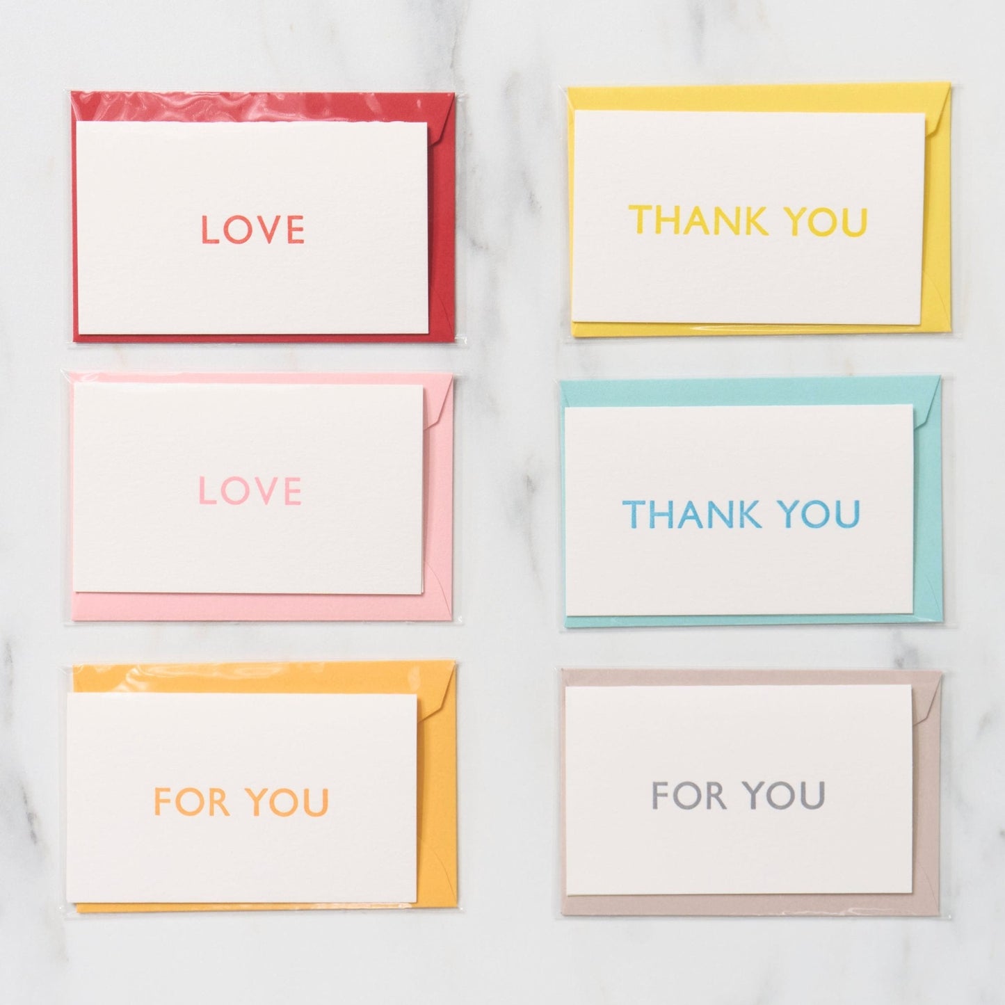 Mini 1 Word Greeting Cards / Letterpress Letters - bungu