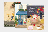 Art Touch mint Floral Pattern Postcard / TOUCH & FLOW