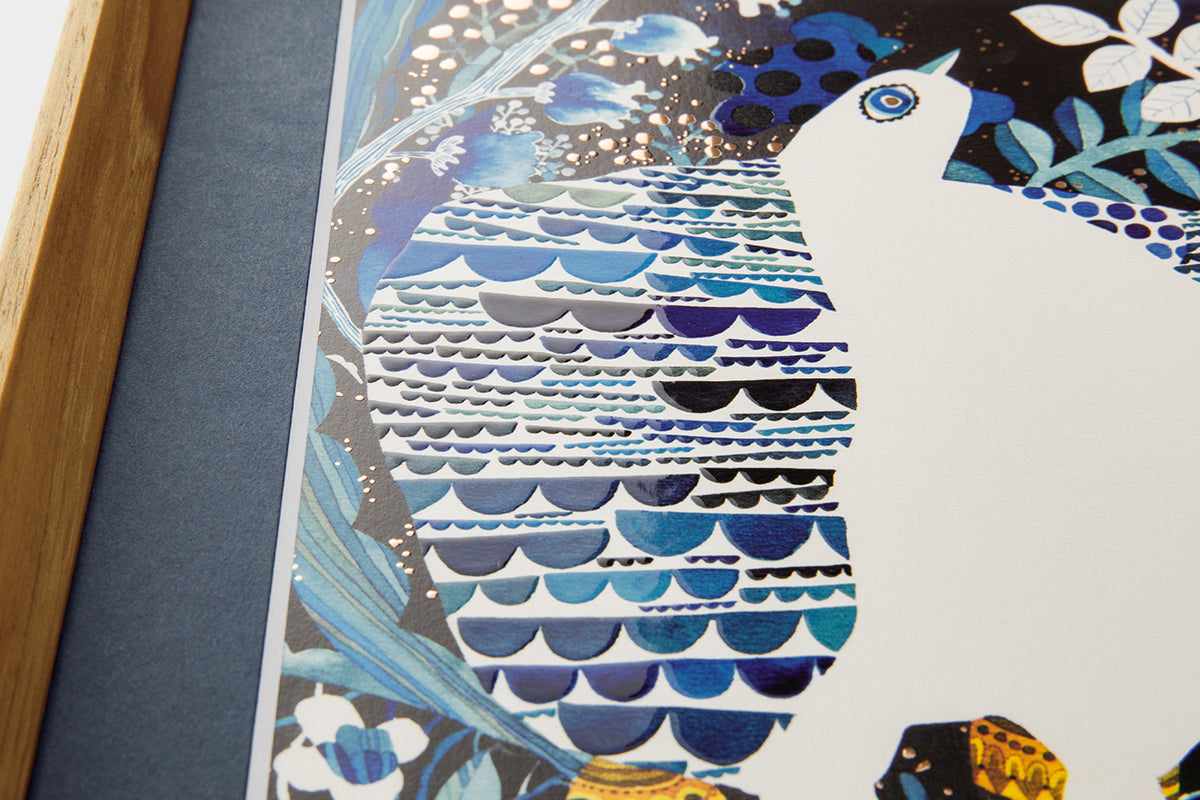 [Limited] Art Touch Kanae Kouno A4 Art Poster with Teak Frame / TOUCH & FLOW
