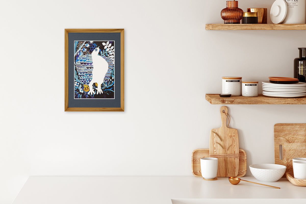[Limited] Art Touch Kanae Kouno A4 Art Poster with Teak Frame / TOUCH & FLOW