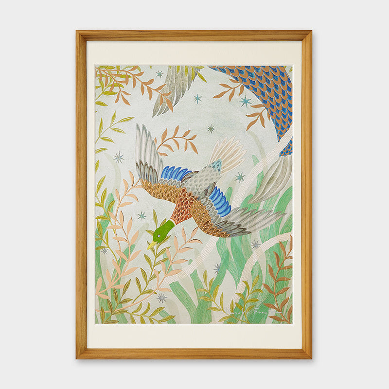 [Limited] Art Touch Kazuko Furuta A3 Art Poster with Teak Frame / TOUCH & FLOW