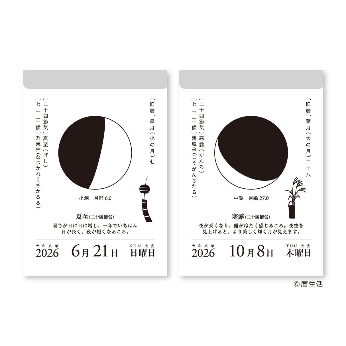 Moon Phase Daily Tear - Off Calendar 2026 / Shin Nihon Calendar - bungu