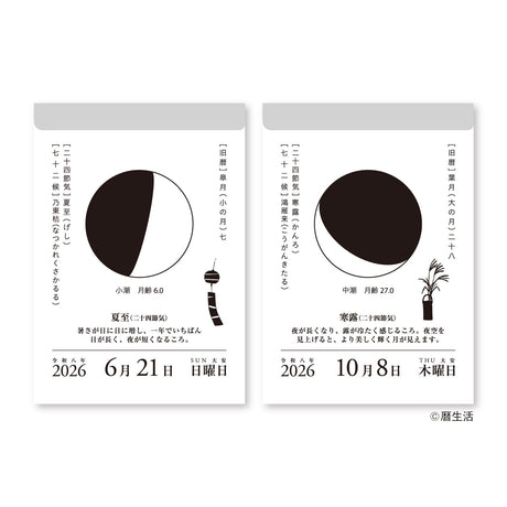 Moon Phase Daily Tear - Off Calendar 2026 / Shin Nihon Calendar - bungu