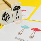 Mushroom and Fallen Leaves Wood Stamp Set / Morita Inbou - bungu