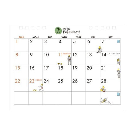 "Ojisan" Medium Ring Desk Calendar 2026 / MIDORI - bungu