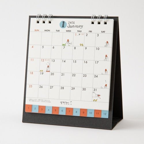 "Ojisan" Small Ring Desk Calendar 2026 / MIDORI - bungu